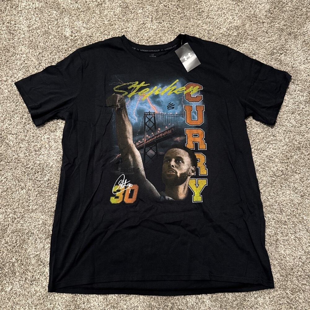 NWT Under Armour Golden State Stephen Curry Black T-shirt Sz 2XL Loose Graphic